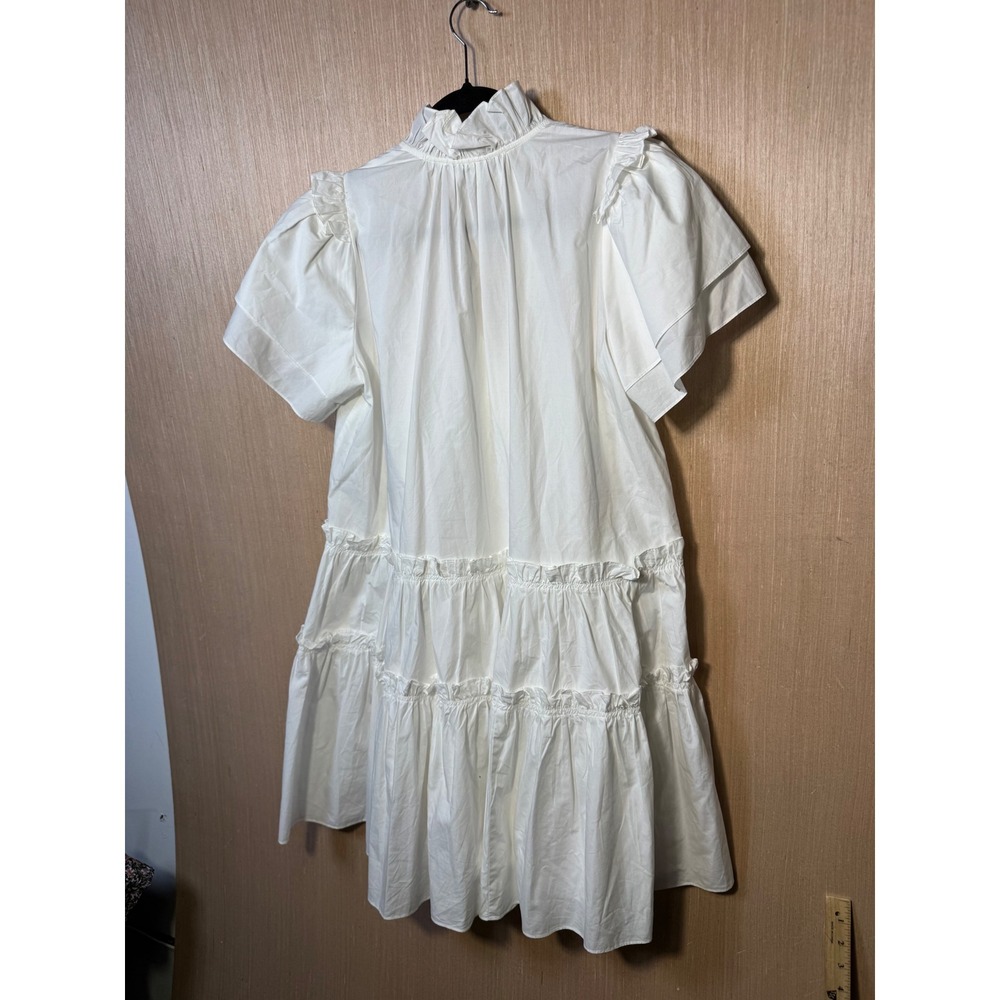Hunter Bell New York White Cotton Merritt $345 Tiered Ruffle Mini Dress Size M - Picture 5 of 5